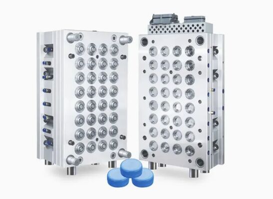 Καλούπι Έγχυσης Καπακιού Πολλαπλών Κοιλοτήτων με Κουμπί για την Κατασκευή Πλαστικών Καπακιών Μπουκαλιών